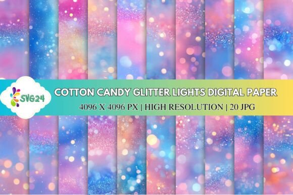 Cotton Candy Glitter Lights Digital Paper