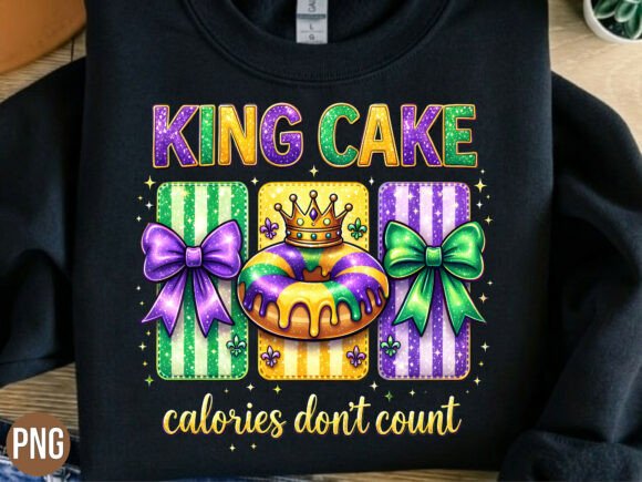 Designing with Humor: The Mardi Gras King Cake Calories PNG Shirt Trend
