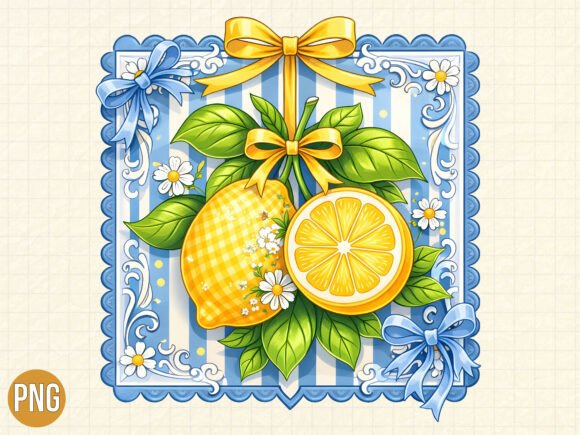 Elevate Your Creative Projects with Fresh Lemon Slices Floral Fruit PNG Designs