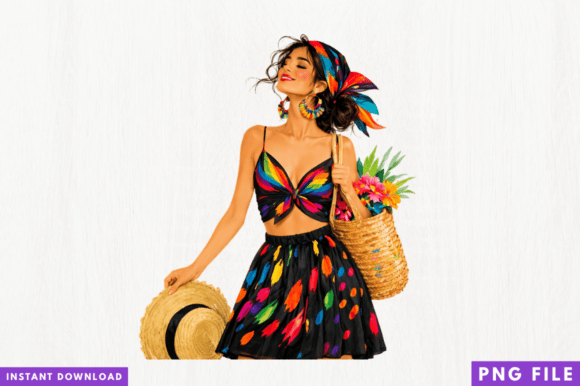 Elevating Print-on-Demand Brands with the Tropical Summer Girl PNG Aesthetic