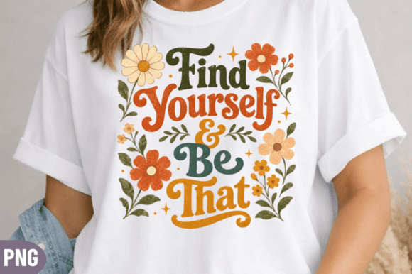 Find Yourself Floral Quote PNG: A Positive Design Asset for Modern Creators