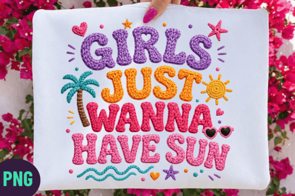 Girls Summer Faux Yarn PNG Sublimation