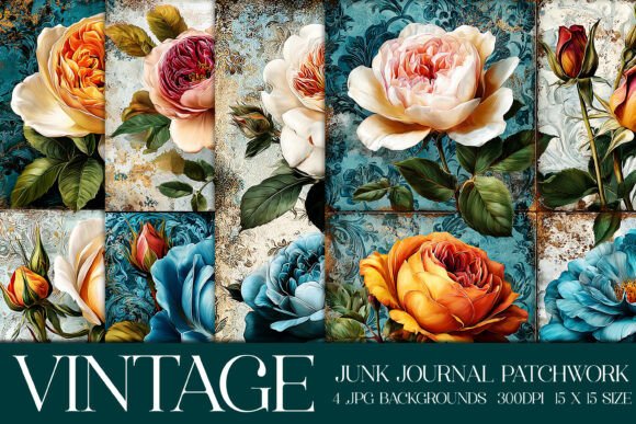 Junk Journal Patchwork Backgrounds S11