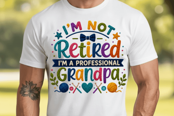 Retired Grandpa Faux Yarn T-shirt Png