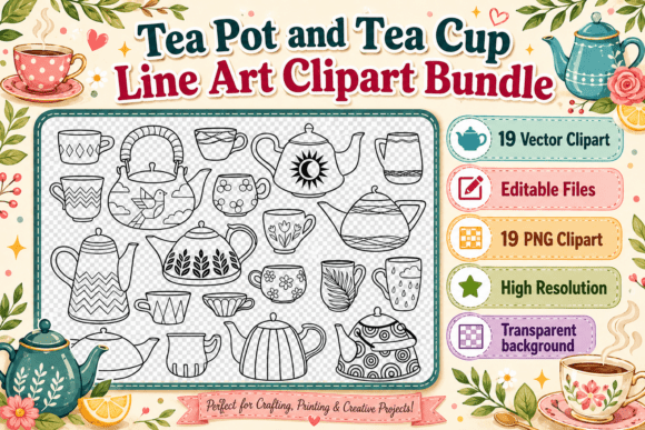 Unlocking Creativity: A Guide to Using Tea Pot and Tea Cup Line Art Clipart for Modern Design Projects