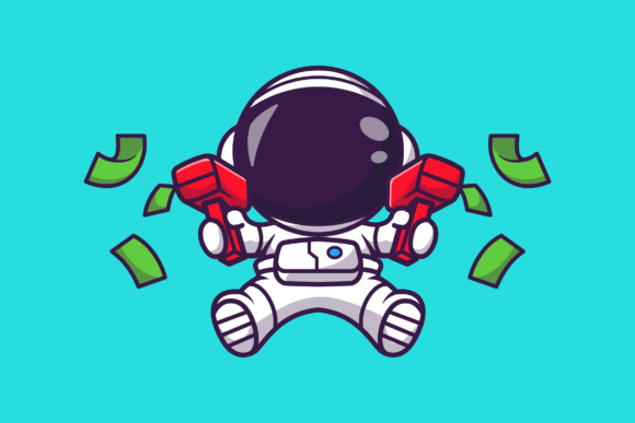 Visualizing Success: The Rise of the Cute Astronaut with Money Gun Cartoon in Modern Design